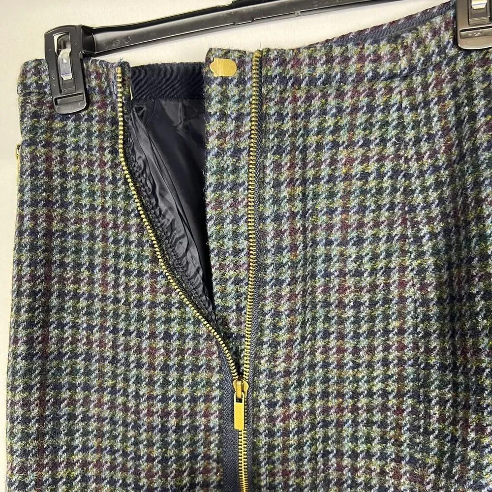 J.Crew Dark Academia Preppy Womens Houndstooth Wool Pencil Skirt